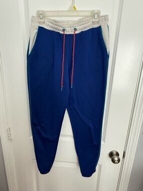 Vans Royal Blue Joggers with White Waistband and Coral Drawstring